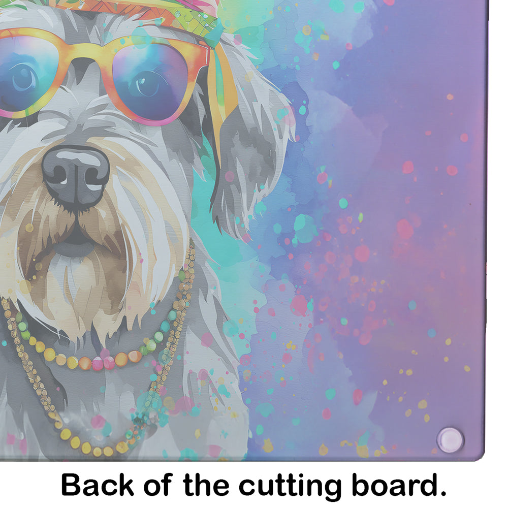 Schnauzer Hippie Dawg Glass Cutting Board