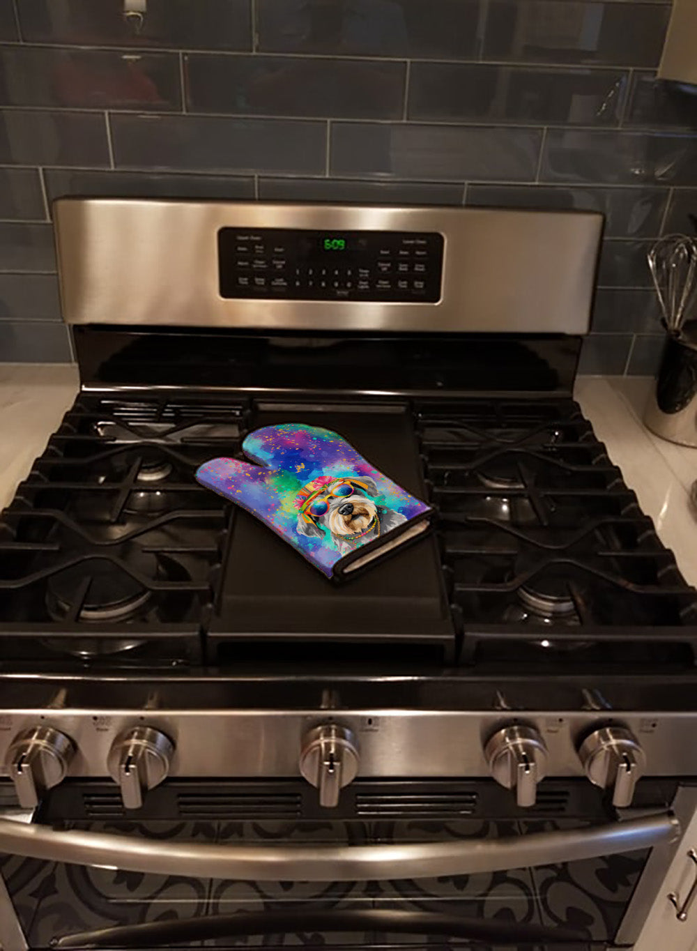 Schnauzer Hippie Dawg Oven Mitt