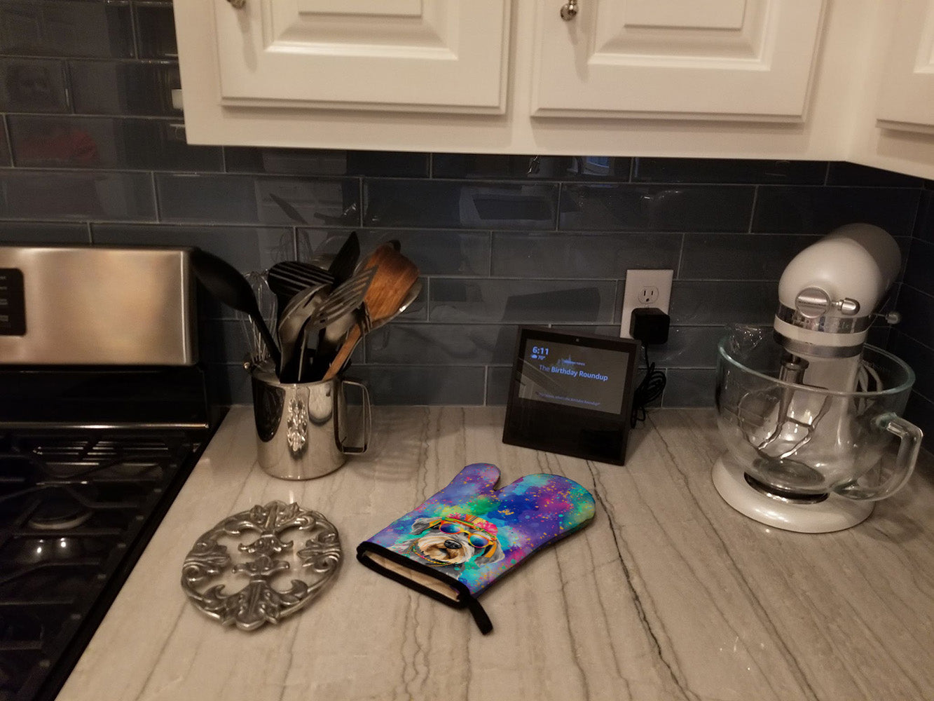 Schnauzer Hippie Dawg Oven Mitt