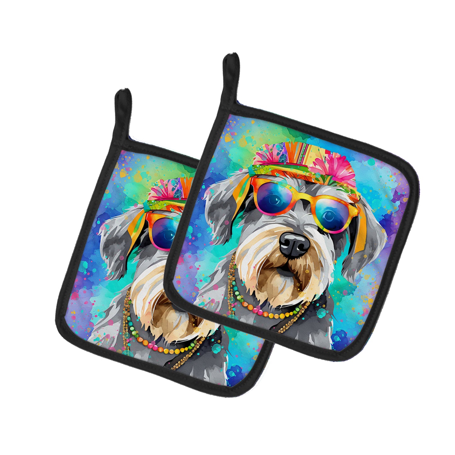 Buy this Schnauzer Hippie Dawg Pair of Pot Holders