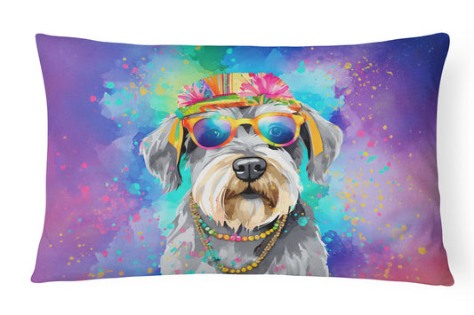 Buy this Schnauzer Hippie Dawg Throw Pillow