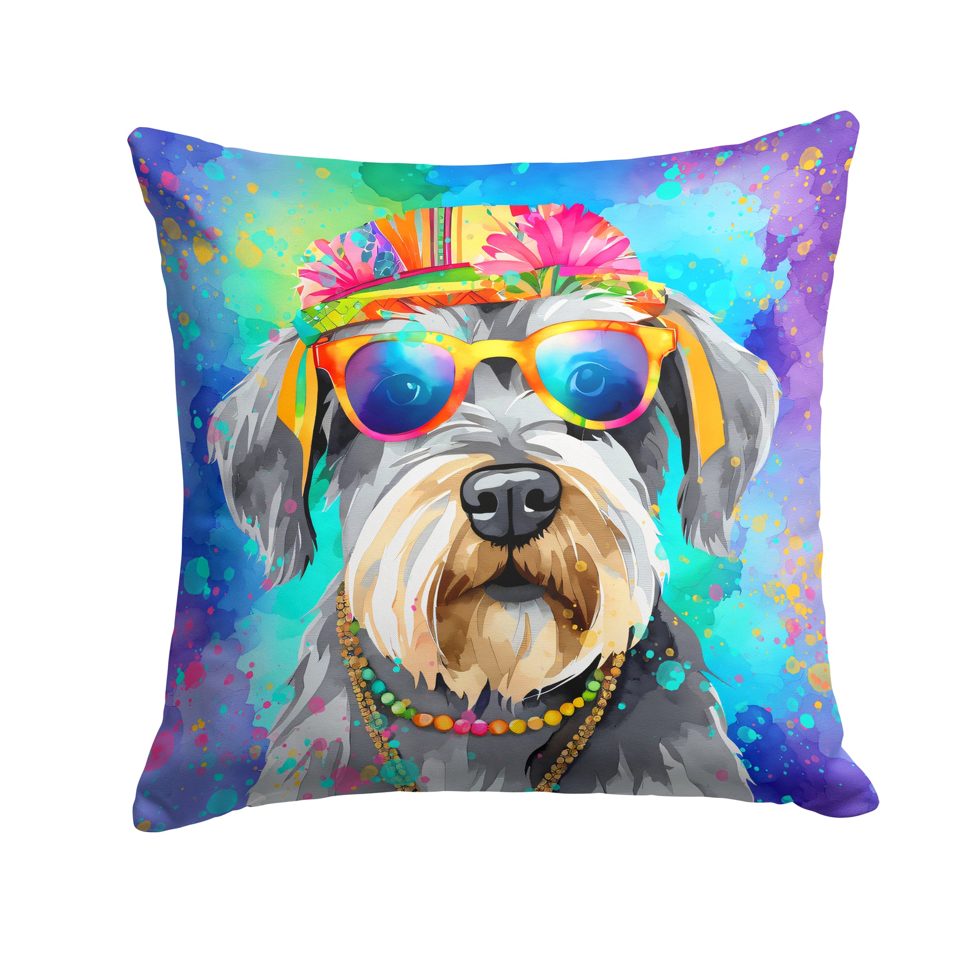 Buy this Schnauzer Hippie Dawg Throw Pillow