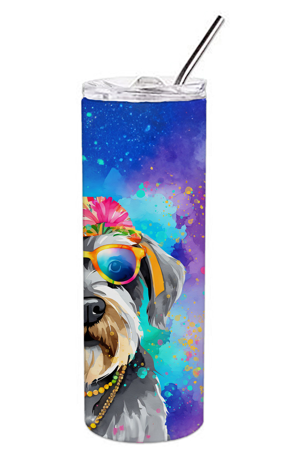 Schnauzer Hippie Dawg Stainless Steel Skinny Tumbler