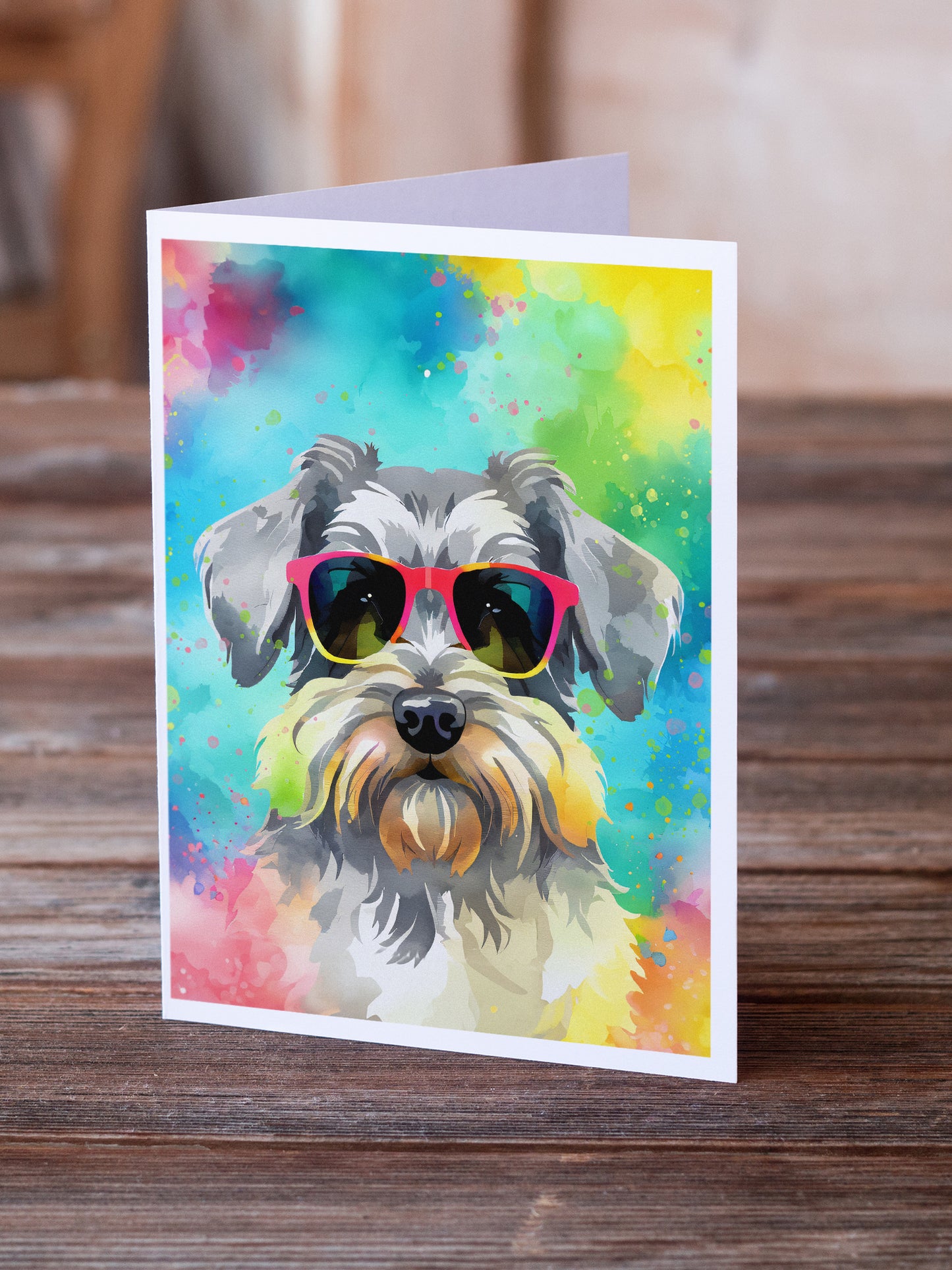 Schnauzer Hippie Dawg Greeting Cards Pack of 8