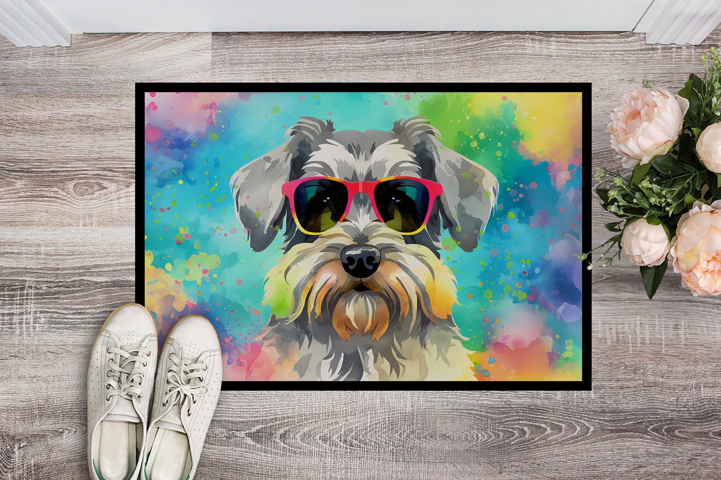 Schnauzer Hippie Dawg Doormat