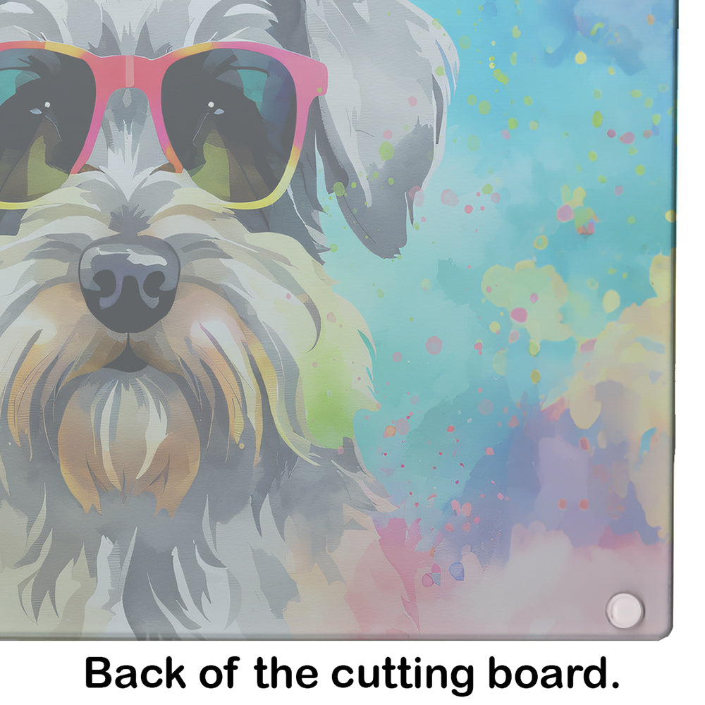 Schnauzer Hippie Dawg Glass Cutting Board