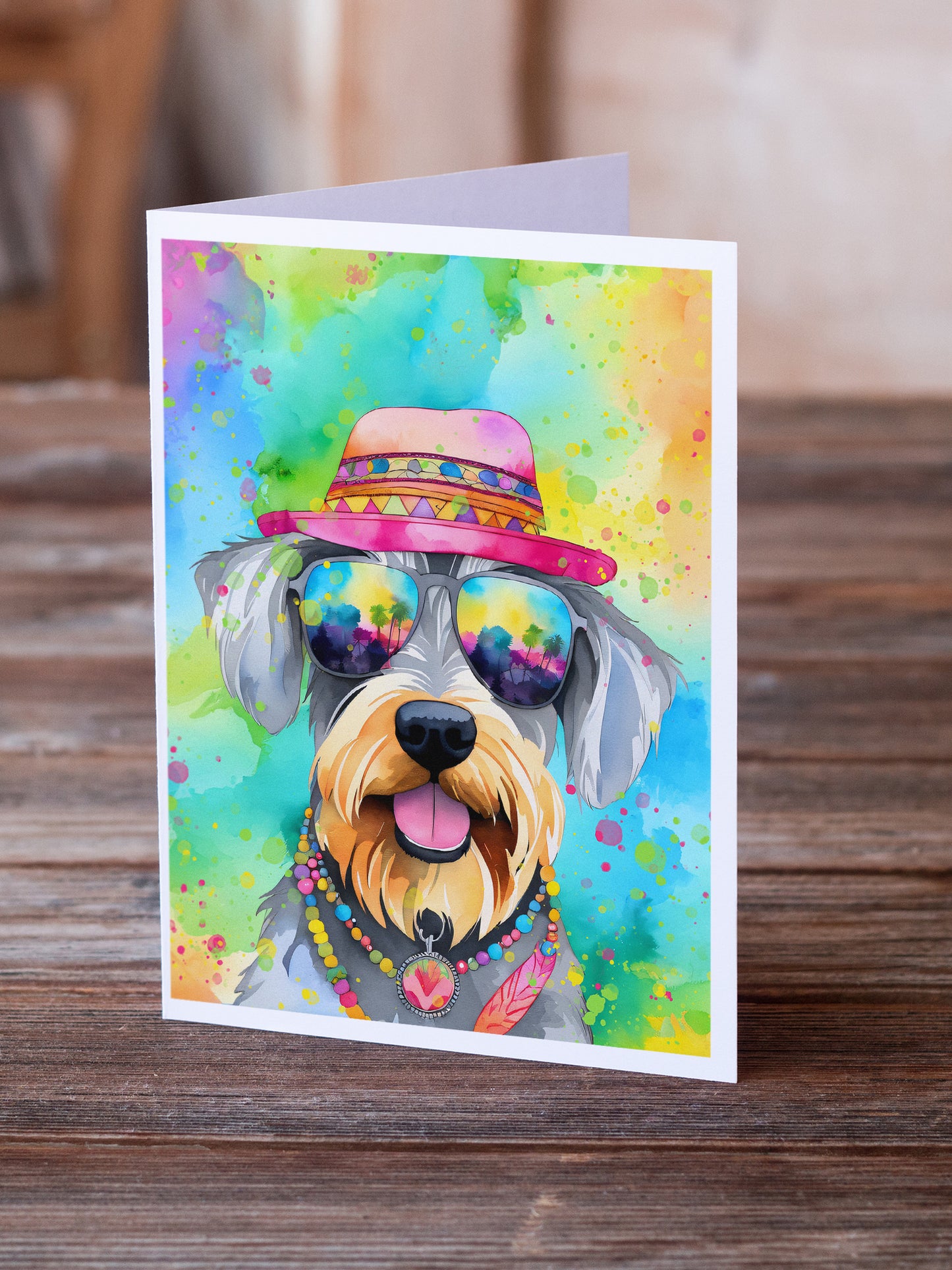 Schnauzer Hippie Dawg Greeting Cards Pack of 8