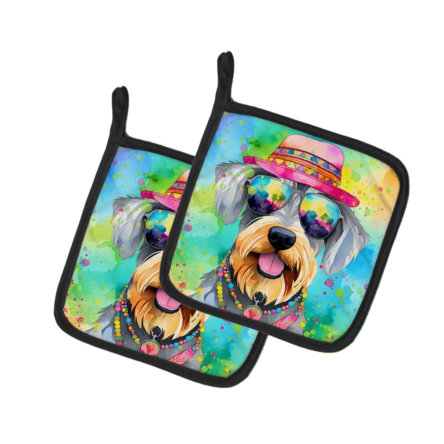 Buy this Schnauzer Hippie Dawg Pair of Pot Holders