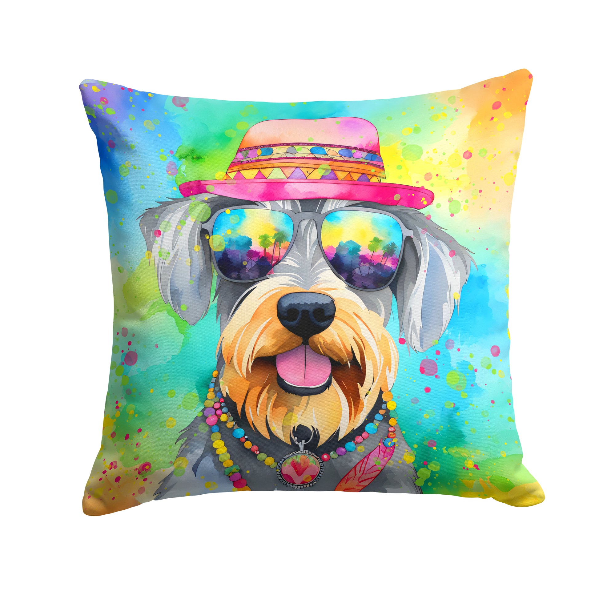 Buy this Schnauzer Hippie Dawg Throw Pillow