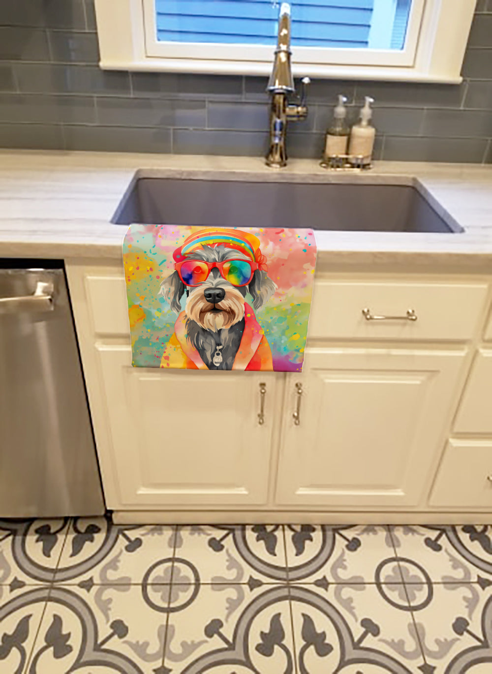 Schnauzer Hippie Dawg Kitchen Towel