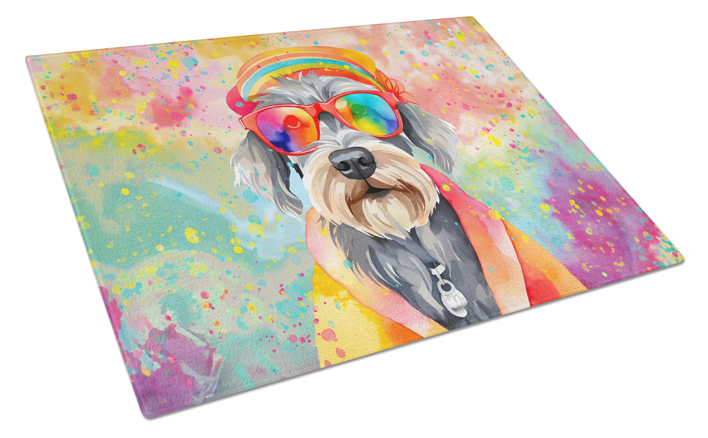 Buy this Schnauzer Hippie Dawg Glass Cutting Board