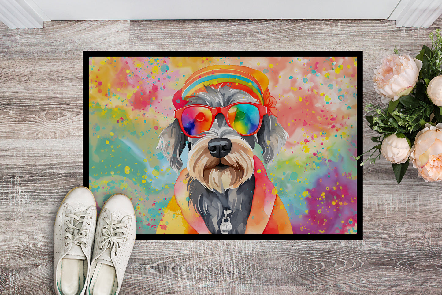 Schnauzer Hippie Dawg Doormat