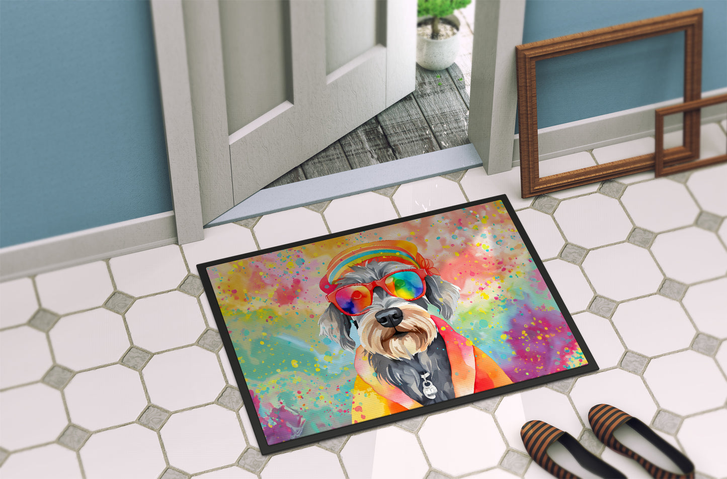 Schnauzer Hippie Dawg Doormat