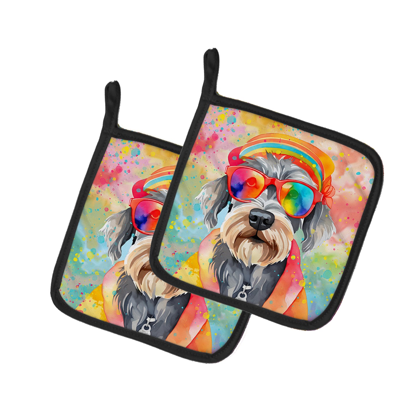 Buy this Schnauzer Hippie Dawg Pair of Pot Holders