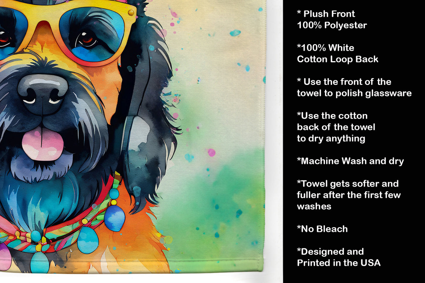 Scottish Terrier Hippie Dawg Kitchen Towel