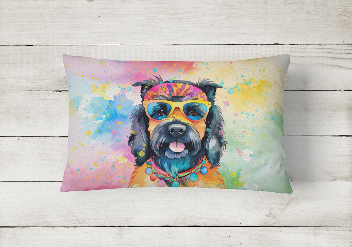 Scottish Terrier Hippie Dawg Throw Pillow