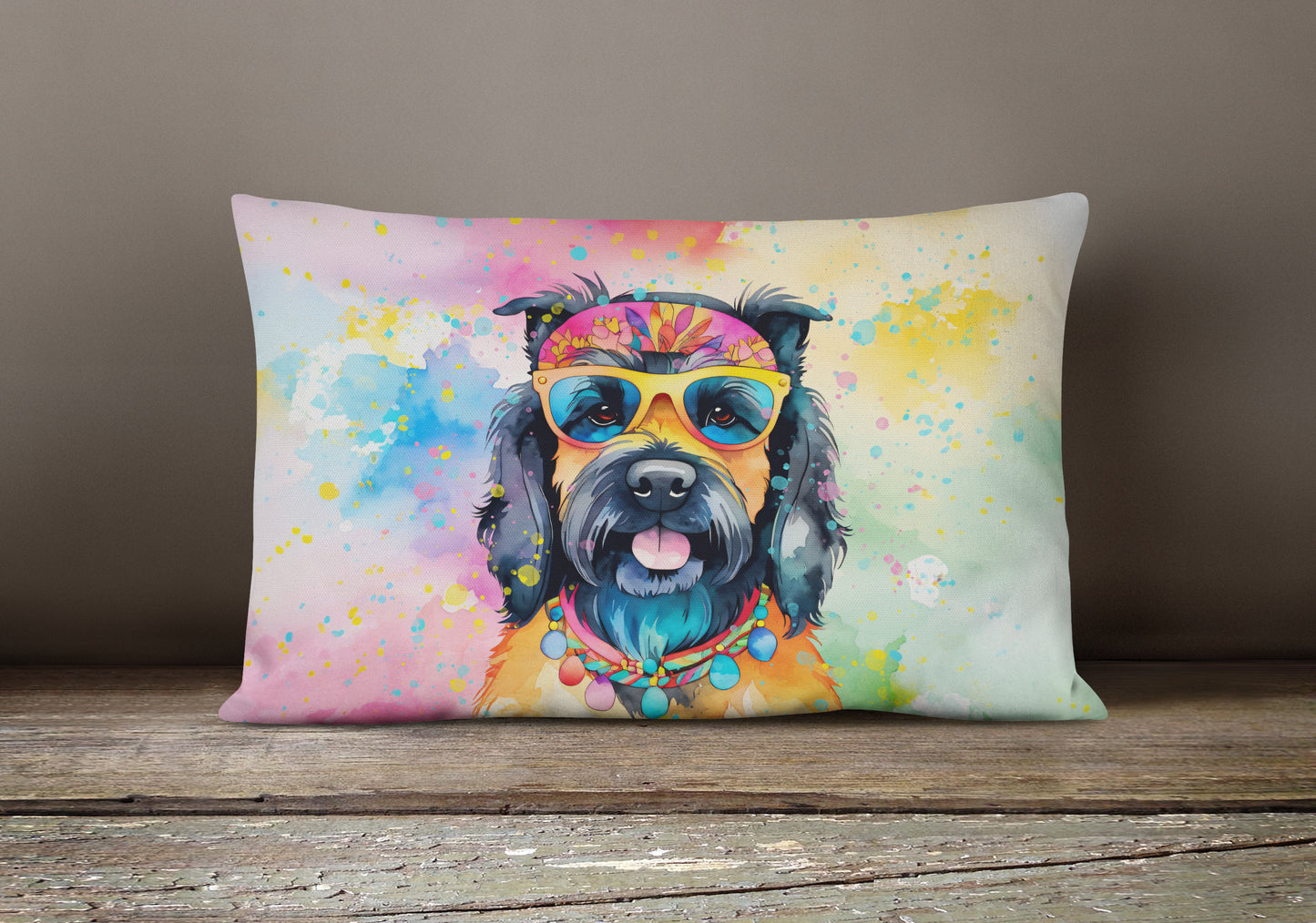 Scottish Terrier Hippie Dawg Throw Pillow