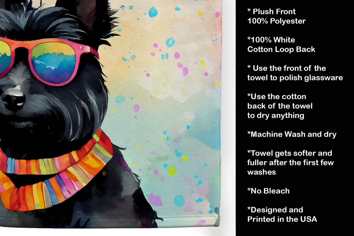 Scottish Terrier Hippie Dawg Kitchen Towel