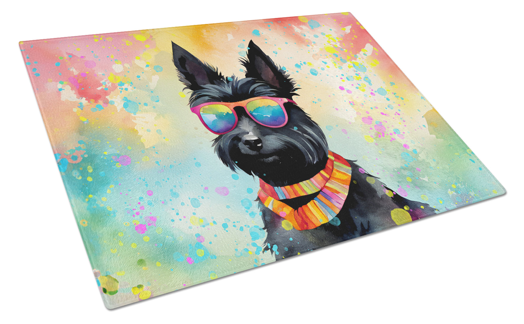 Buy this Scottish Terrier Hippie Dawg Glass Cutting Board