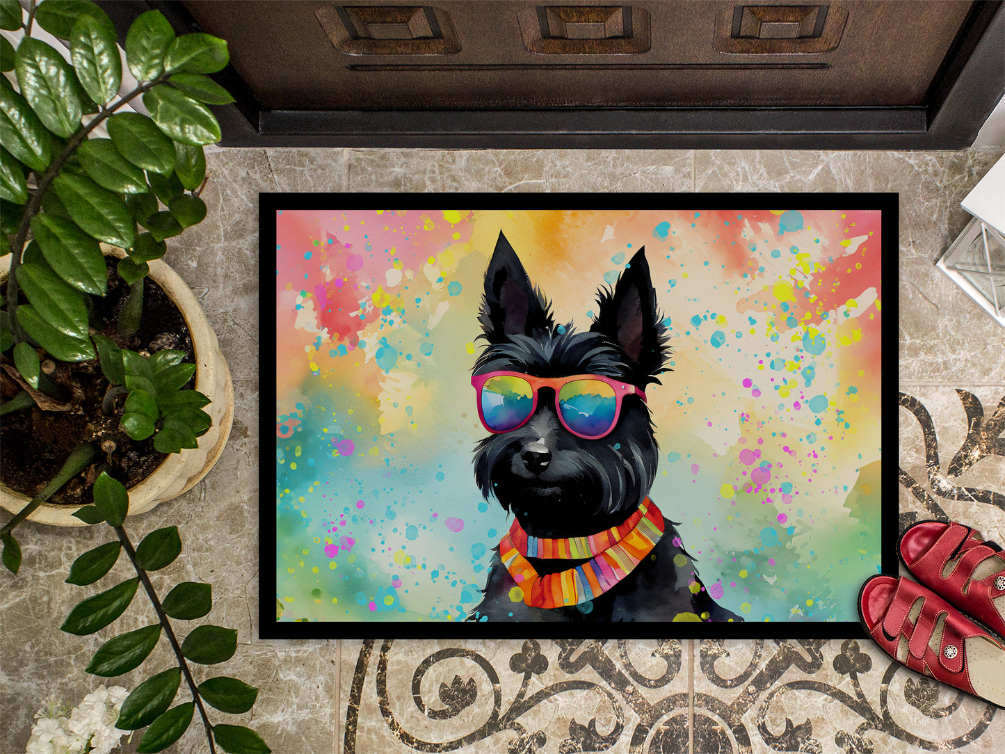 Scottish Terrier Hippie Dawg Doormat