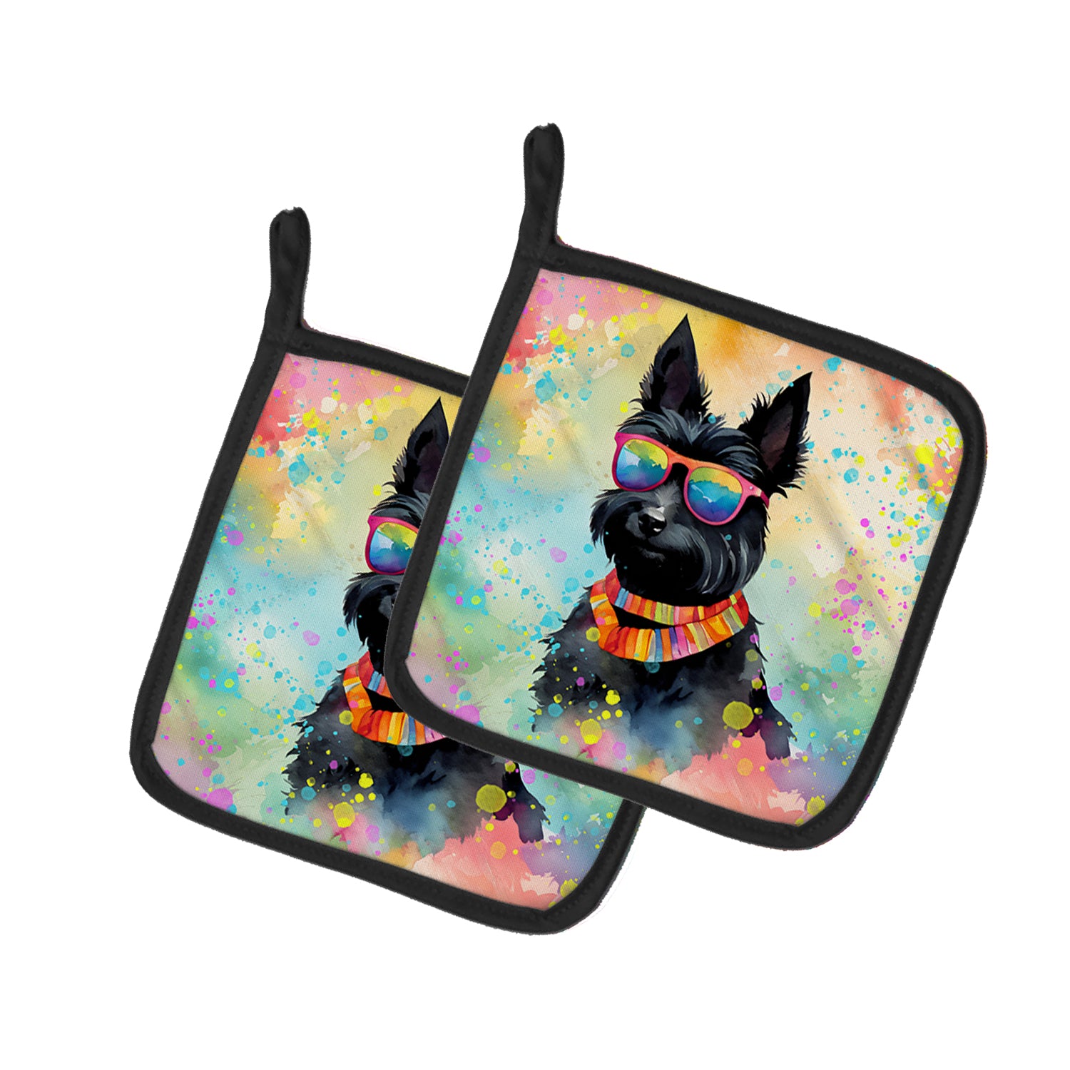 Buy this Scottish Terrier Hippie Dawg Pair of Pot Holders