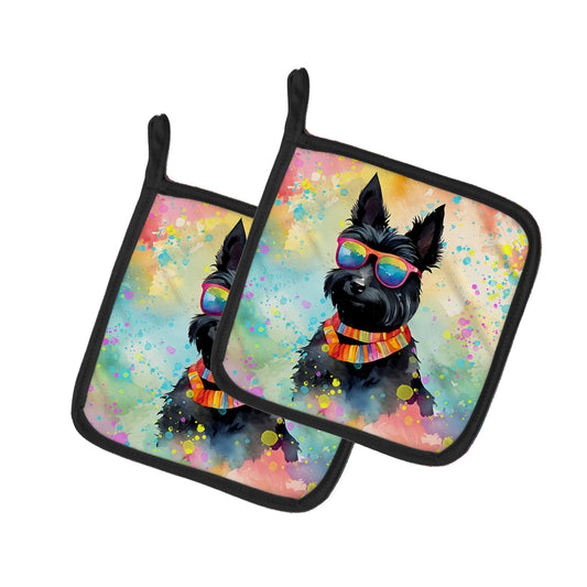 Buy this Scottish Terrier Hippie Dawg Pair of Pot Holders