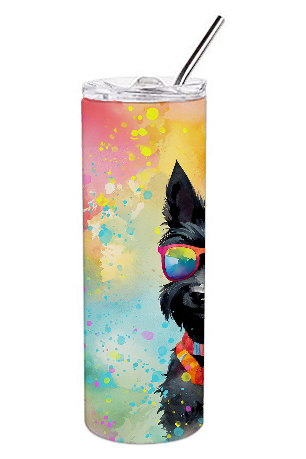 Scottish Terrier Hippie Dawg Stainless Steel Skinny Tumbler