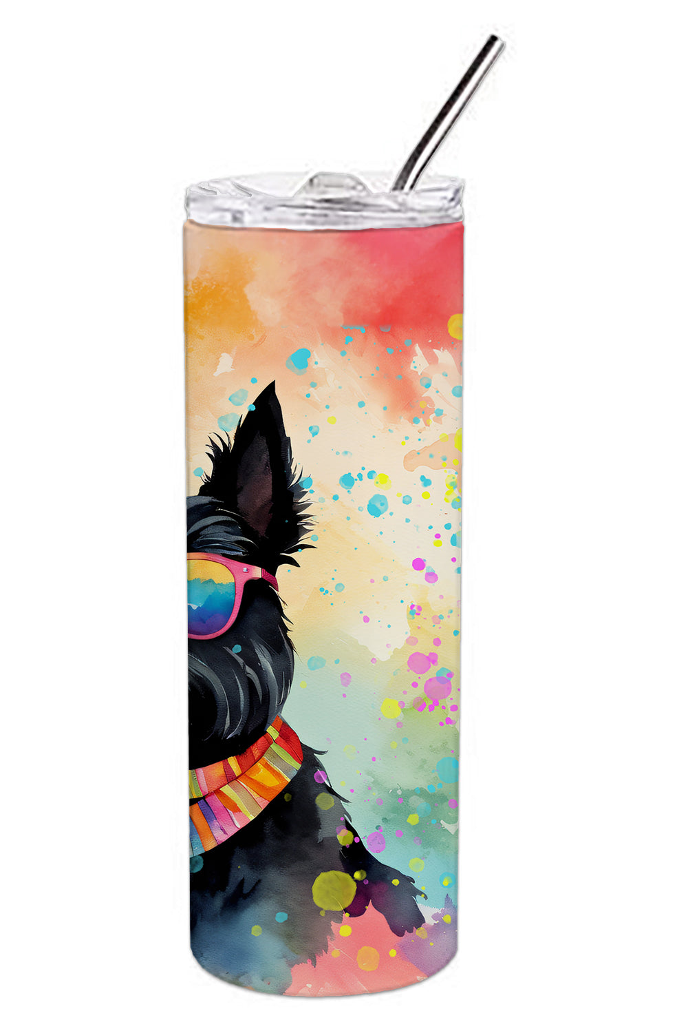 Scottish Terrier Hippie Dawg Stainless Steel Skinny Tumbler