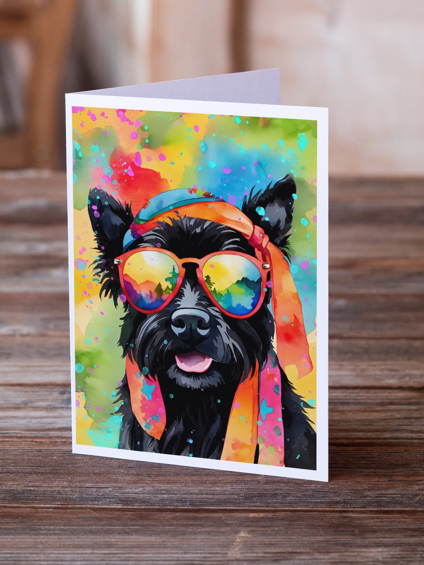 Scottish Terrier Hippie Dawg Greeting Cards Pack of 8