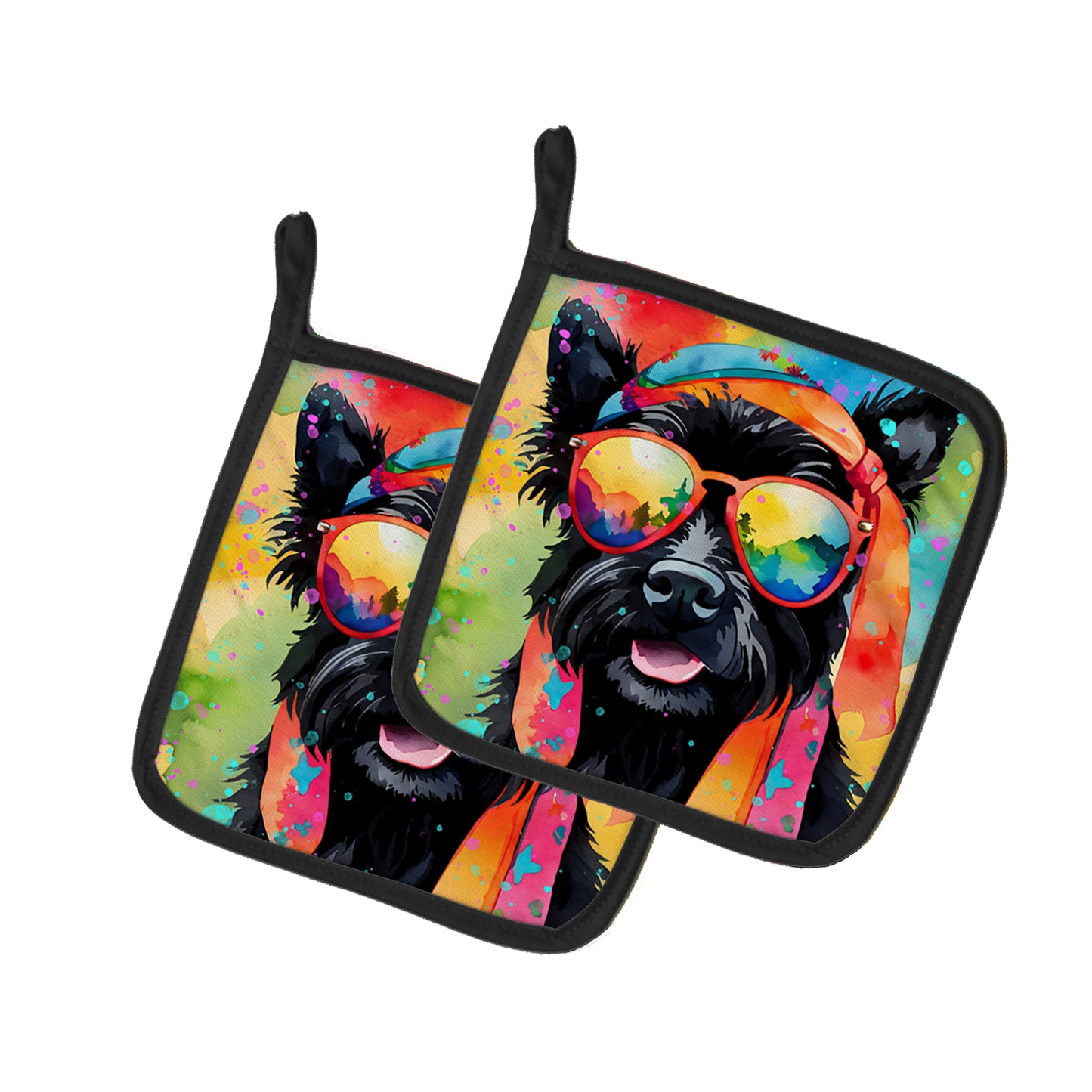 Buy this Scottish Terrier Hippie Dawg Pair of Pot Holders