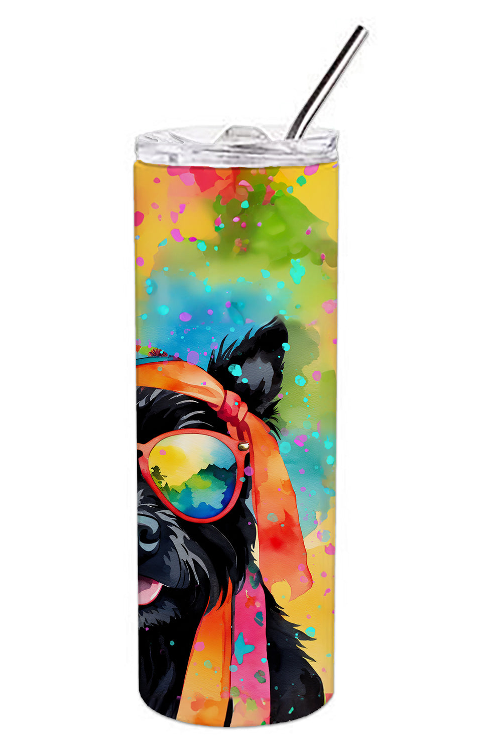 Scottish Terrier Hippie Dawg Stainless Steel Skinny Tumbler
