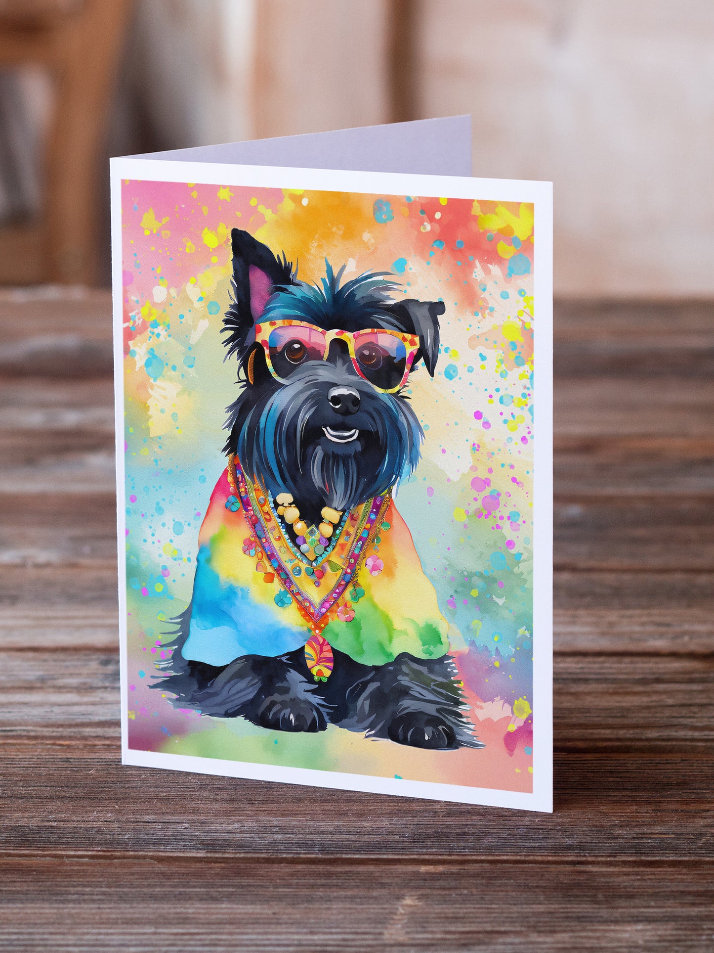 Scottish Terrier Hippie Dawg Greeting Cards Pack of 8