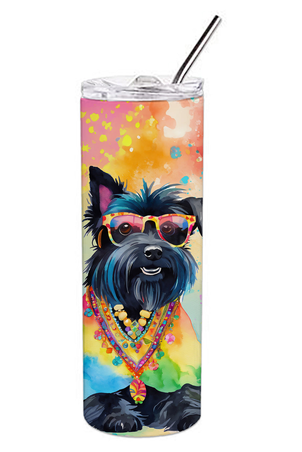 Scottish Terrier Hippie Dawg Stainless Steel Skinny Tumbler
