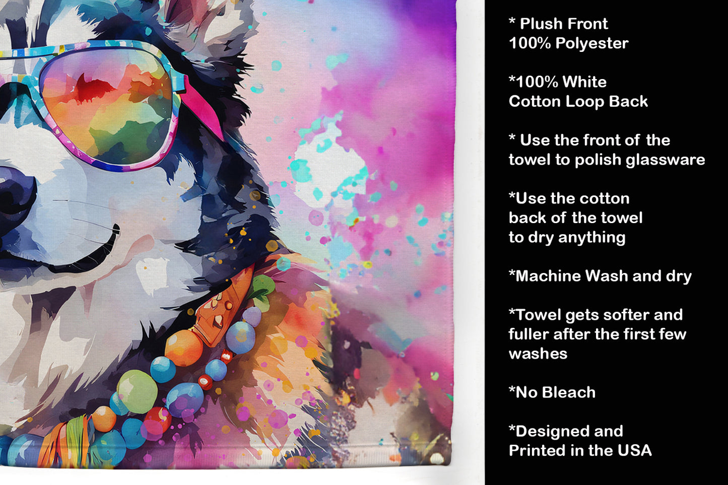 Siberian Husky Hippie Dawg Kitchen Towel