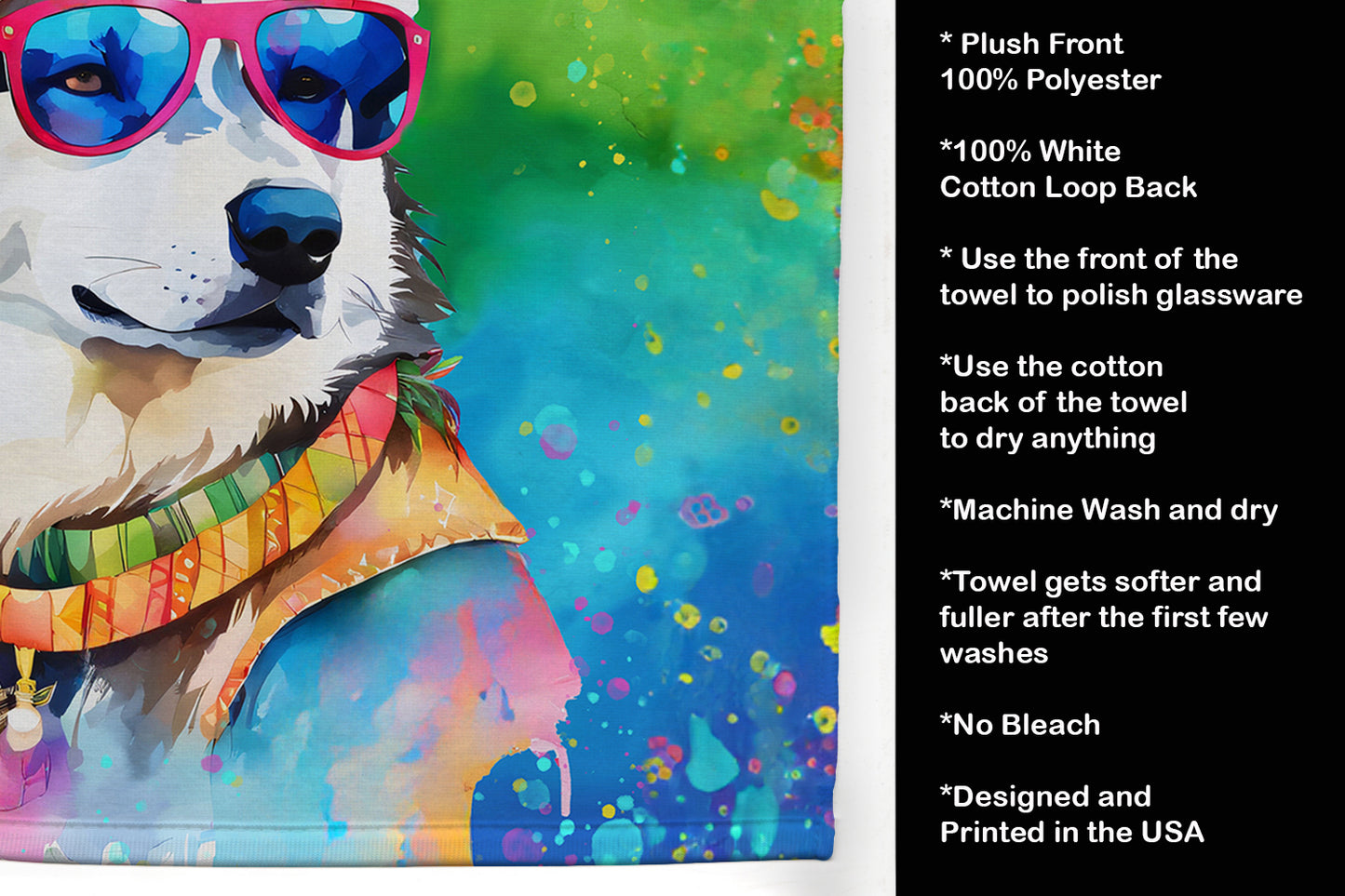 Siberian Husky Hippie Dawg Kitchen Towel