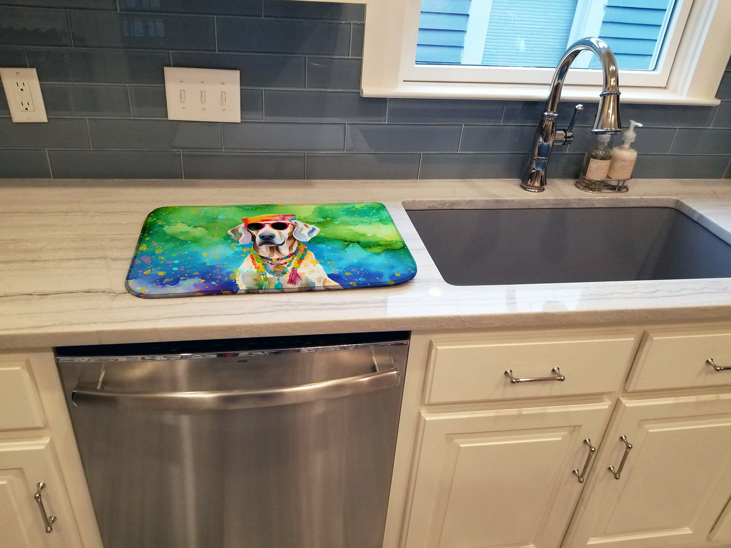 Weimaraner Hippie Dawg Dish Drying Mat