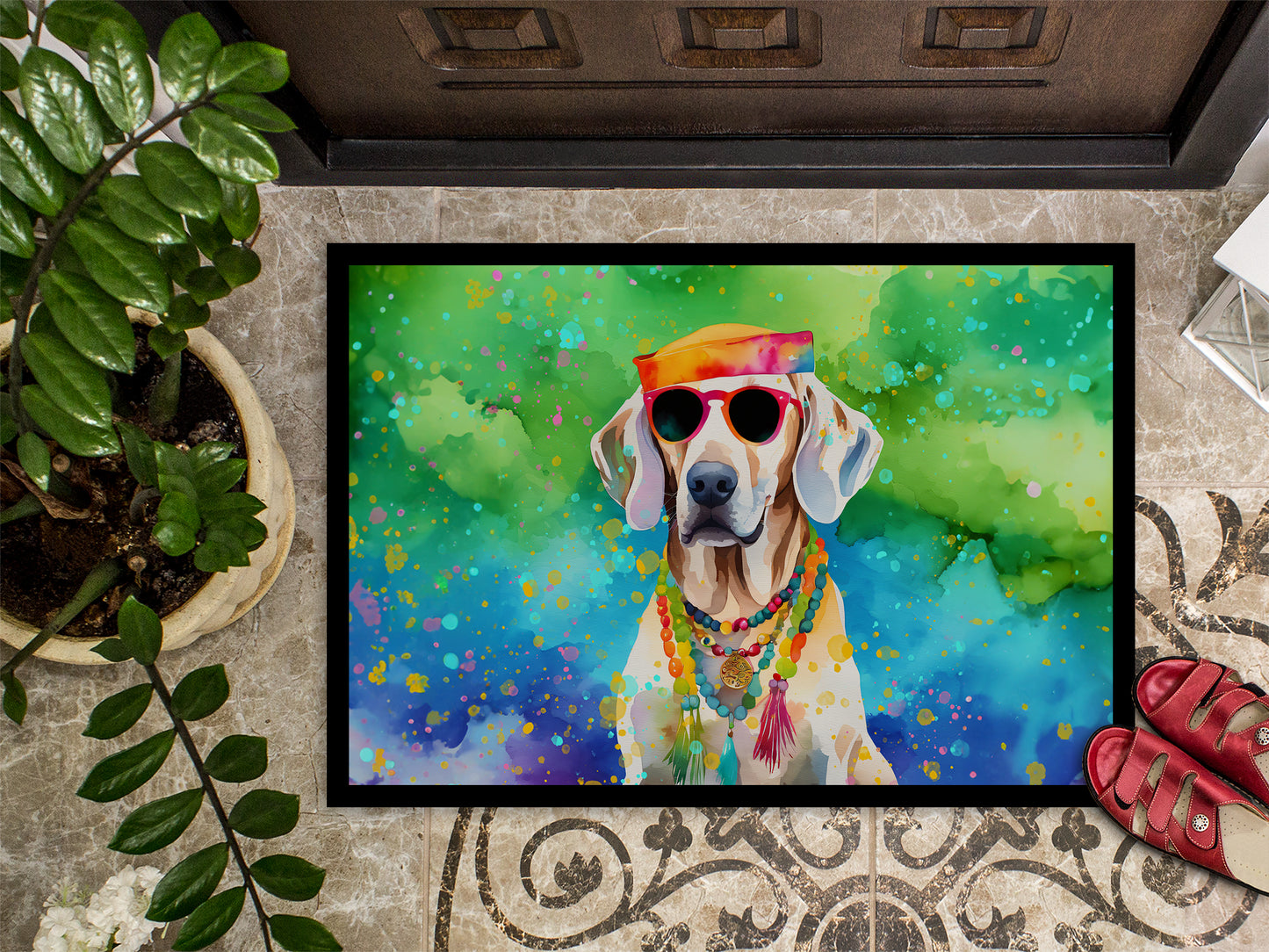 Weimaraner Hippie Dawg Doormat