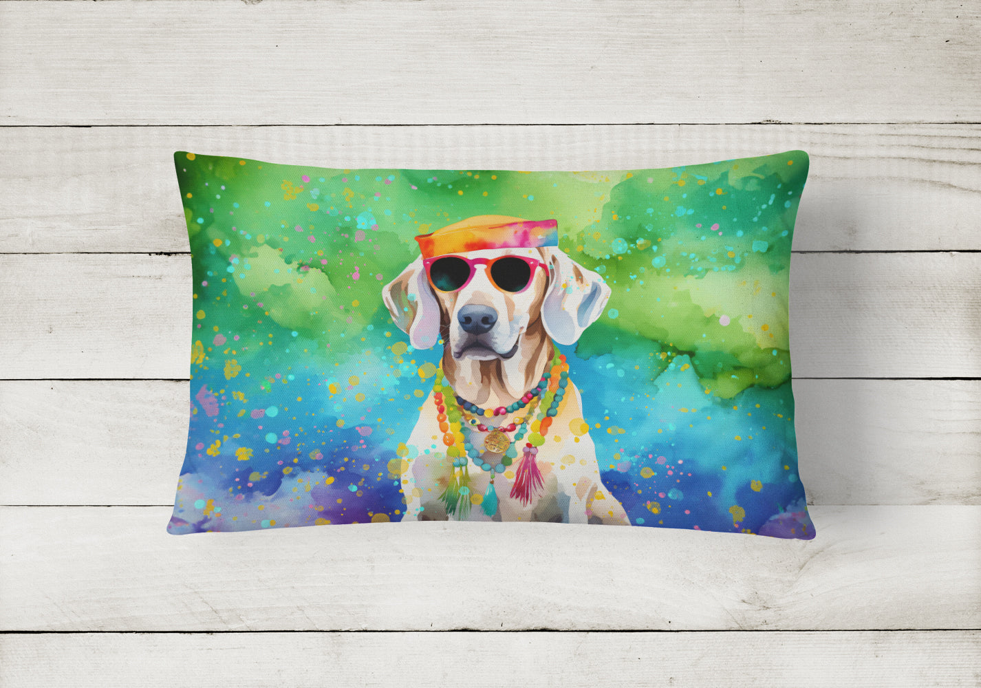 Weimaraner Hippie Dawg Throw Pillow