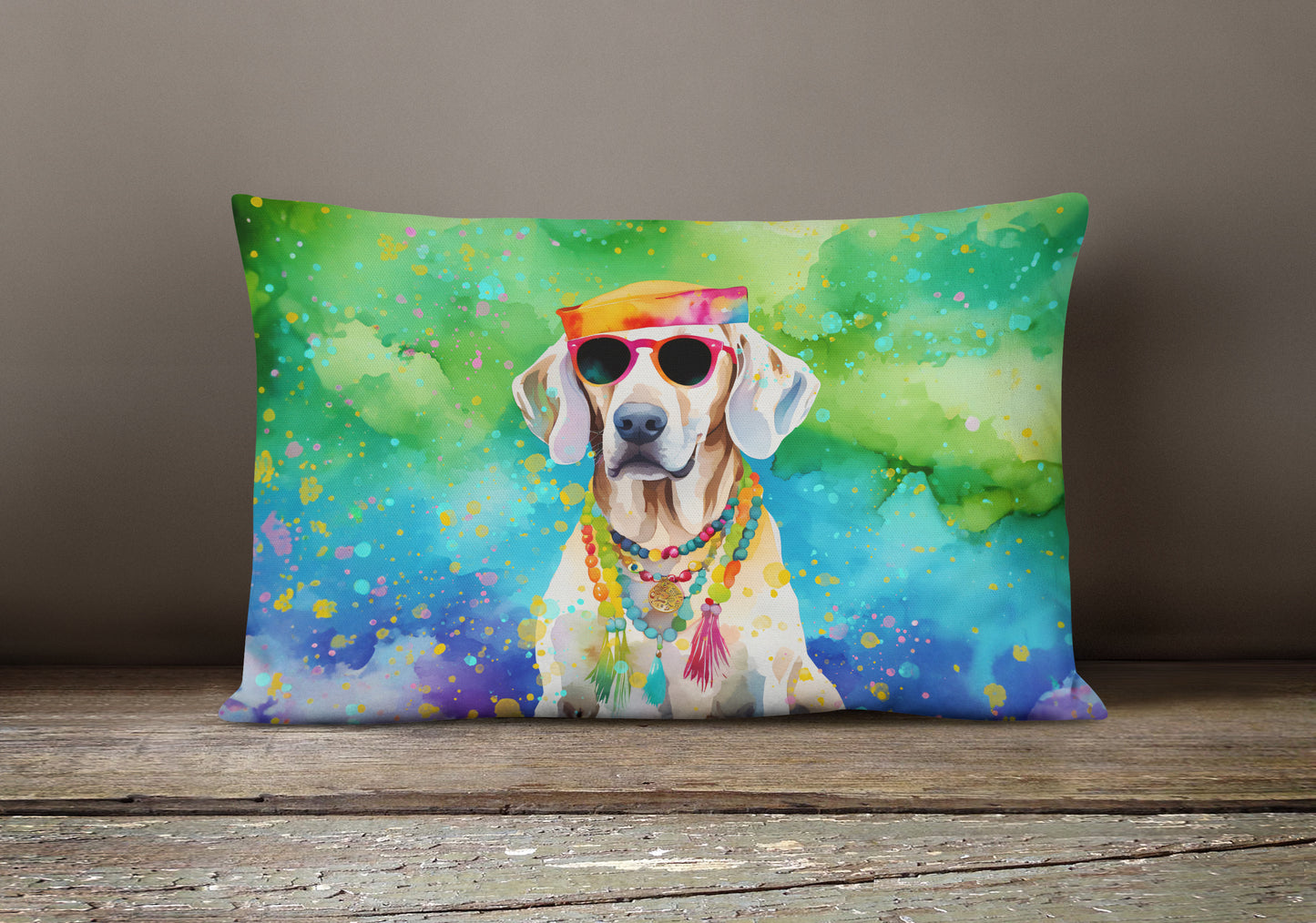 Weimaraner Hippie Dawg Throw Pillow