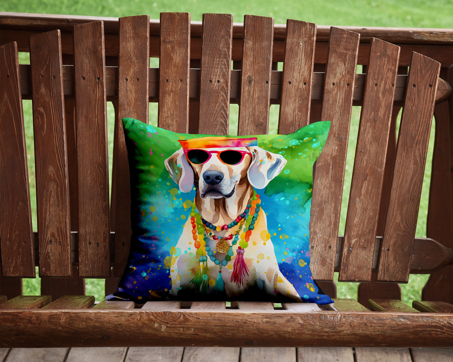 Weimaraner Hippie Dawg Throw Pillow