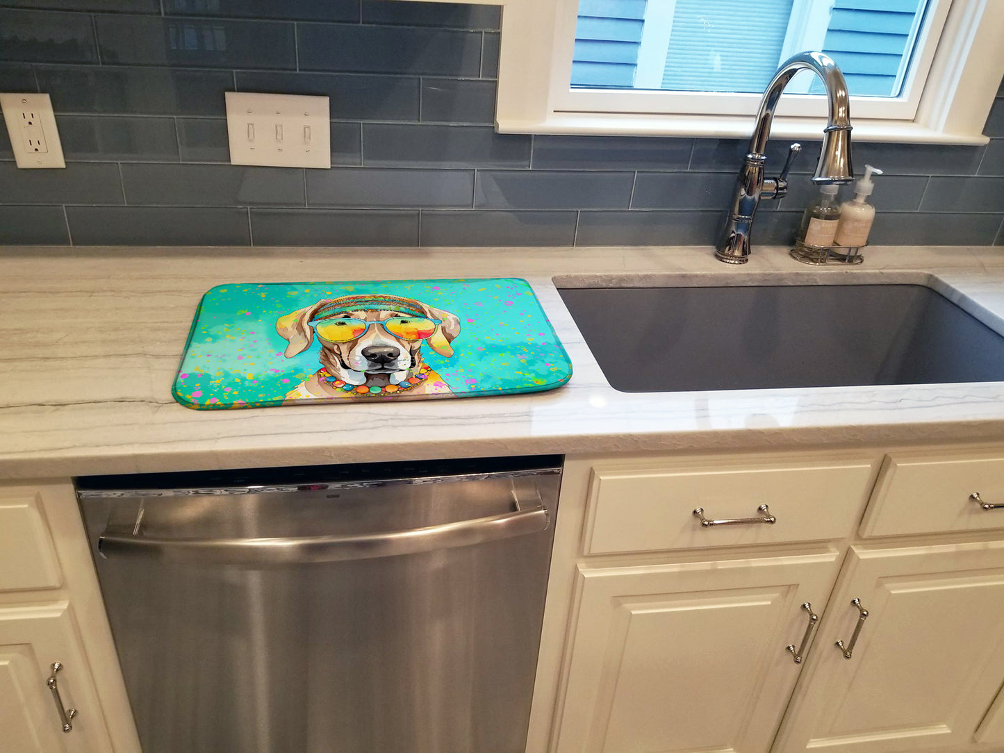 Weimaraner Hippie Dawg Dish Drying Mat