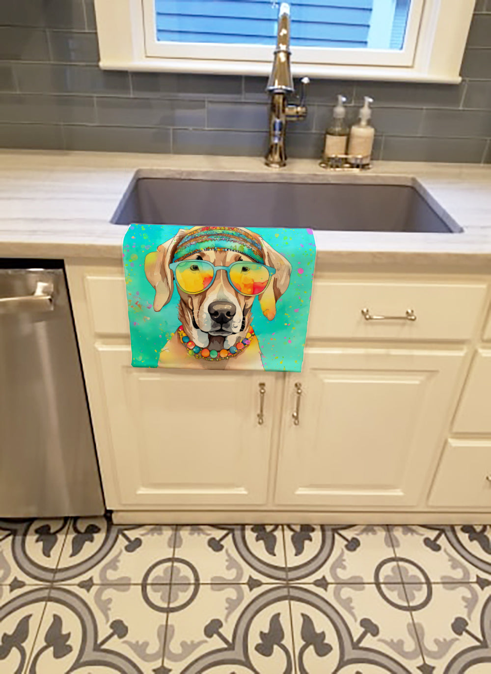 Weimaraner Hippie Dawg Kitchen Towel