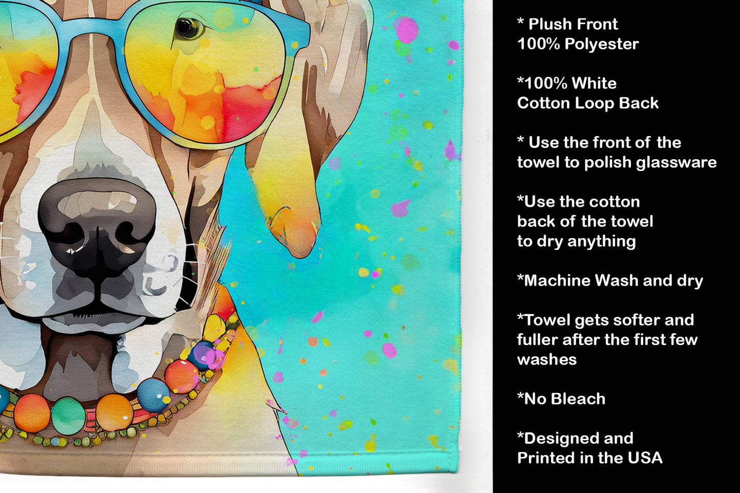 Weimaraner Hippie Dawg Kitchen Towel