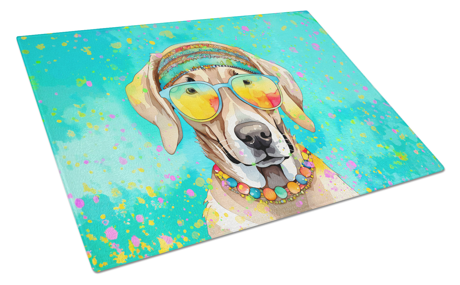 Buy this Weimaraner Hippie Dawg Glass Cutting Board