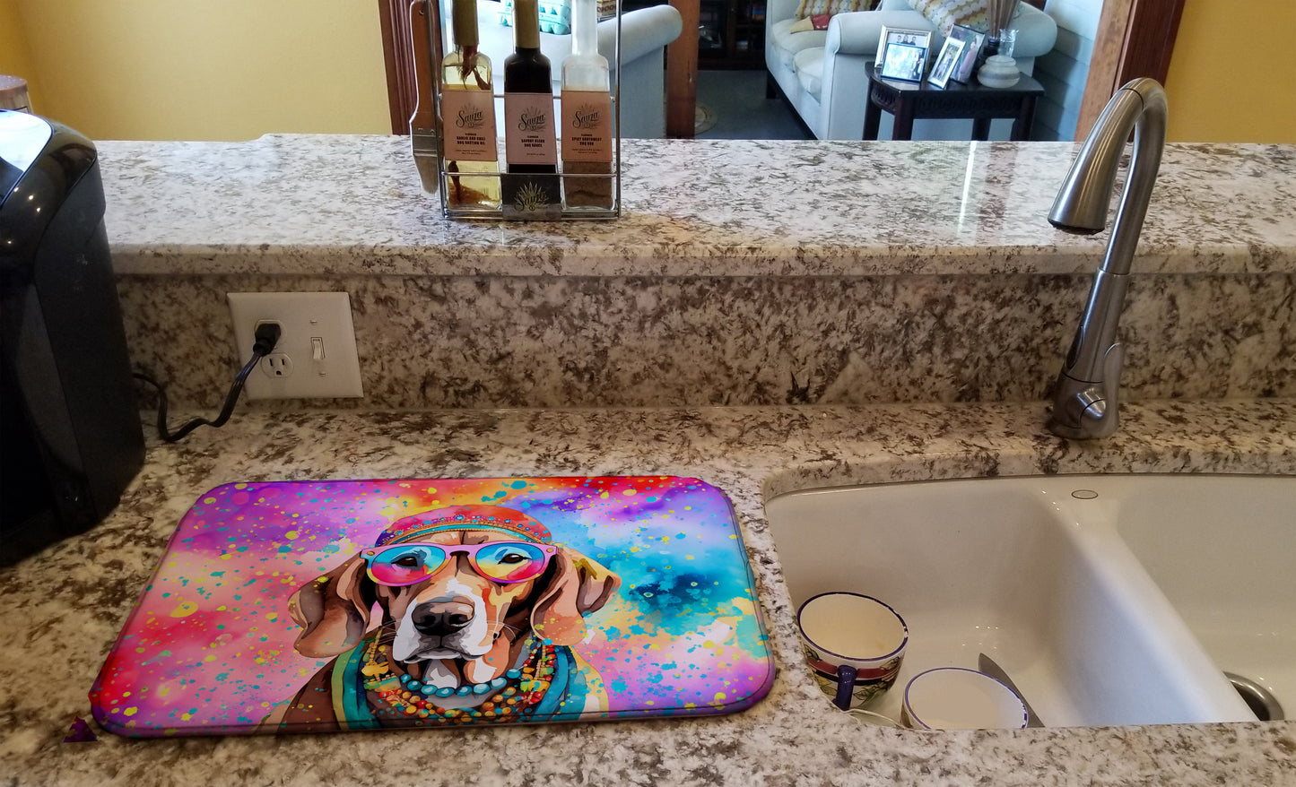 Weimaraner Hippie Dawg Dish Drying Mat