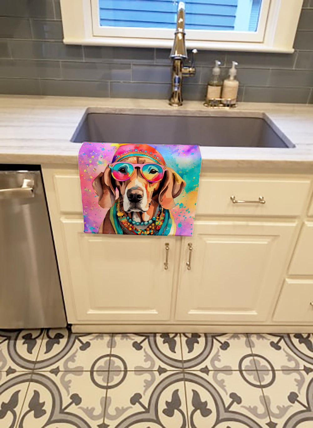 Weimaraner Hippie Dawg Kitchen Towel