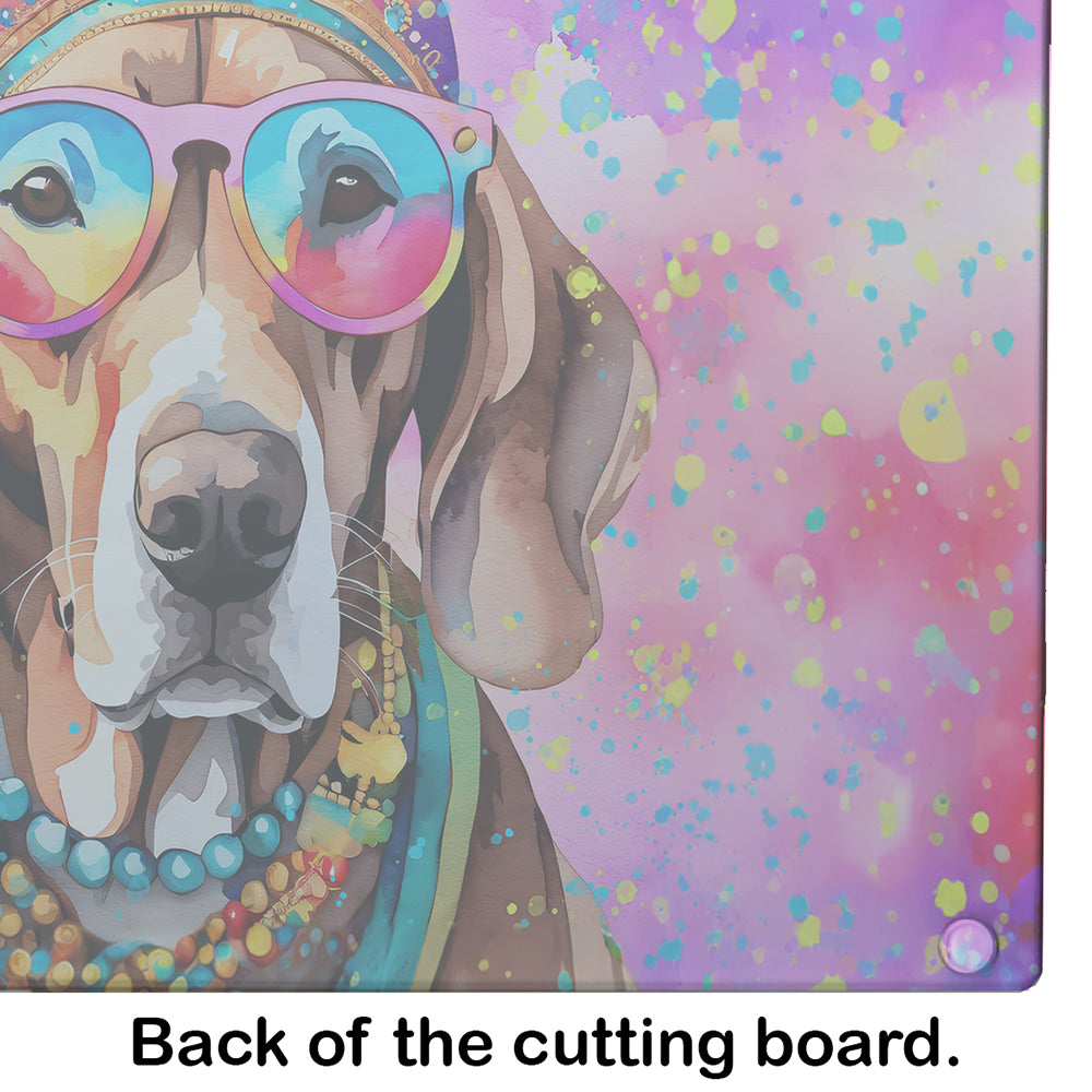 Weimaraner Hippie Dawg Glass Cutting Board