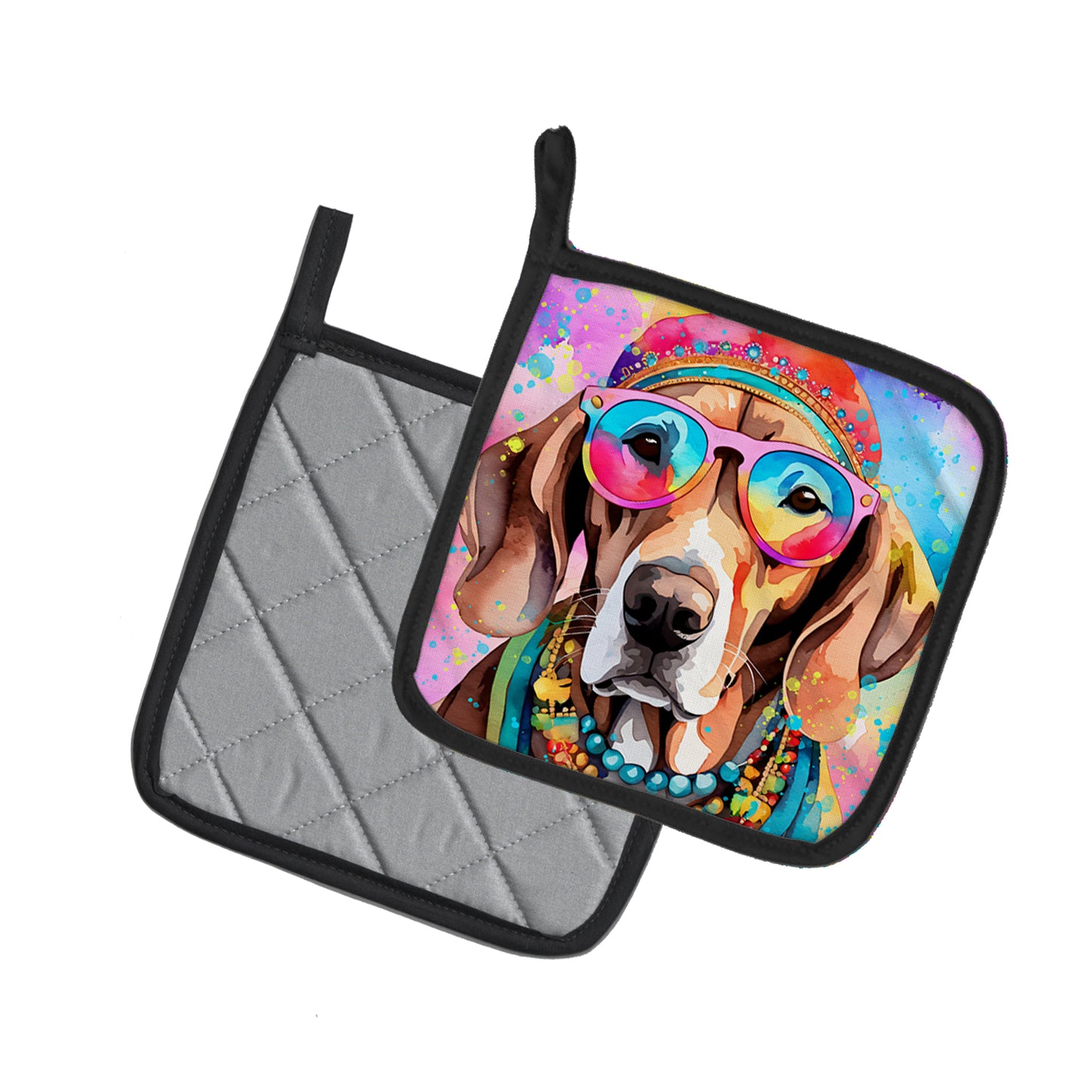 Weimaraner Hippie Dawg Pair of Pot Holders