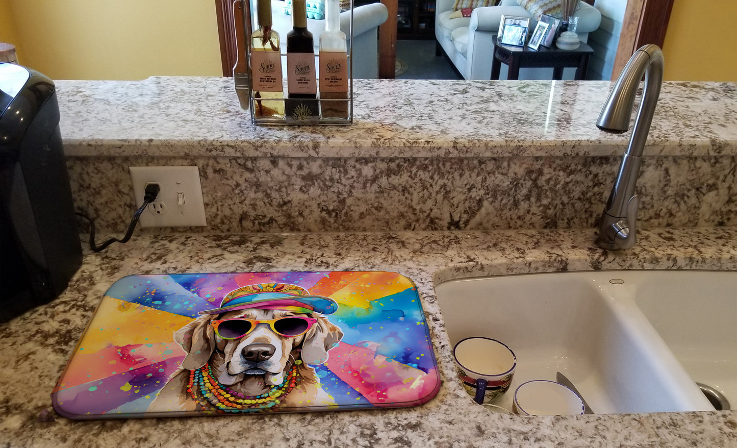 Weimaraner Hippie Dawg Dish Drying Mat