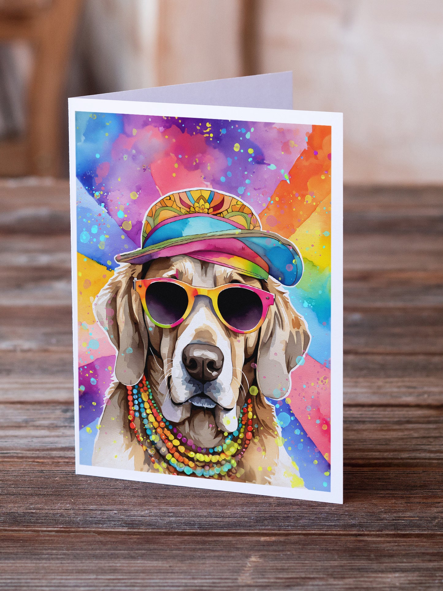 Weimaraner Hippie Dawg Greeting Cards Pack of 8